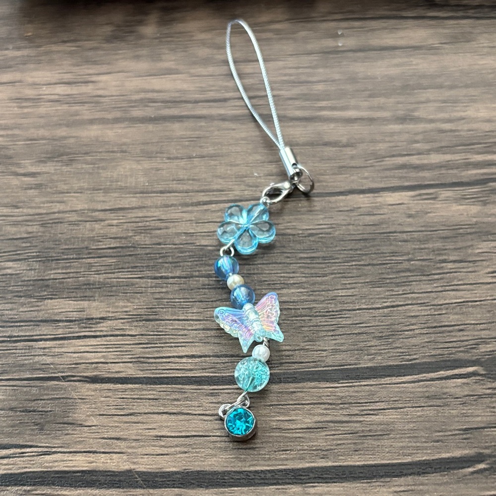Blue Butterfly Charm Phone Strap